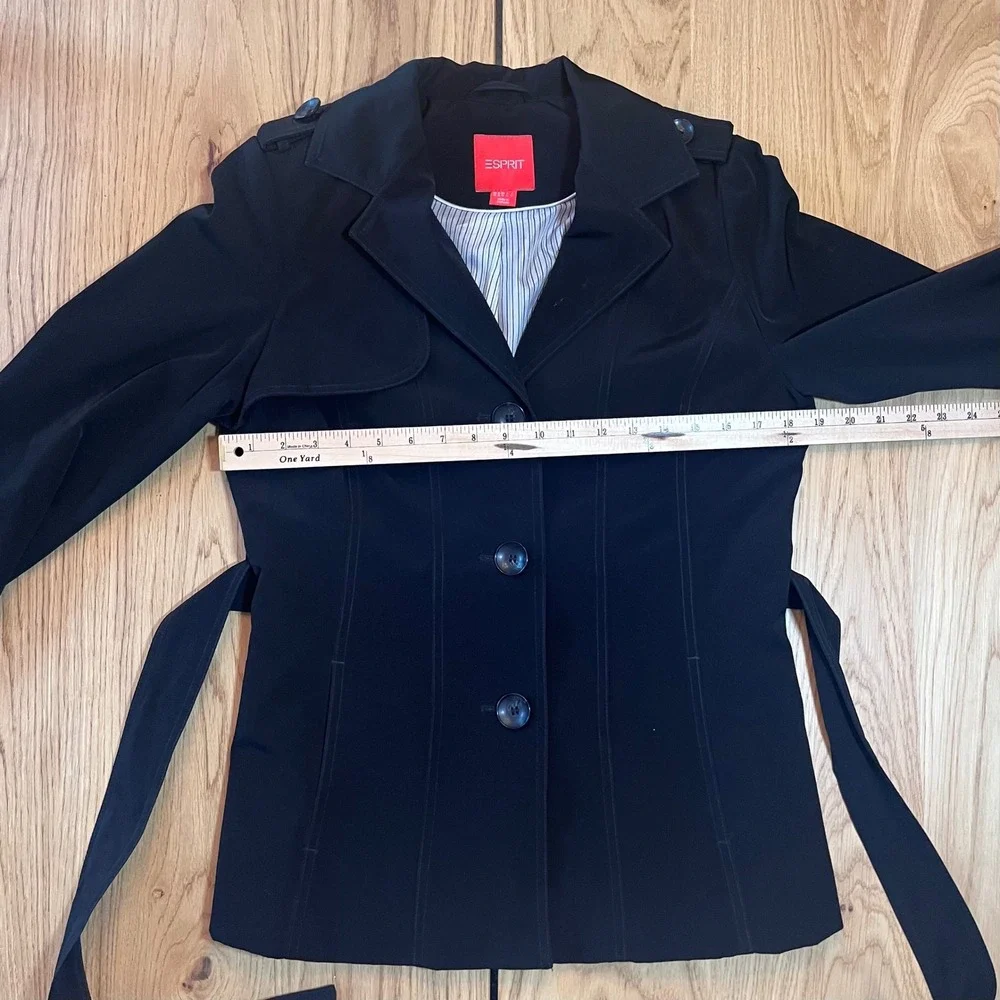 Esprit Belted Trench Jacket Women Medium‎ Black Classic